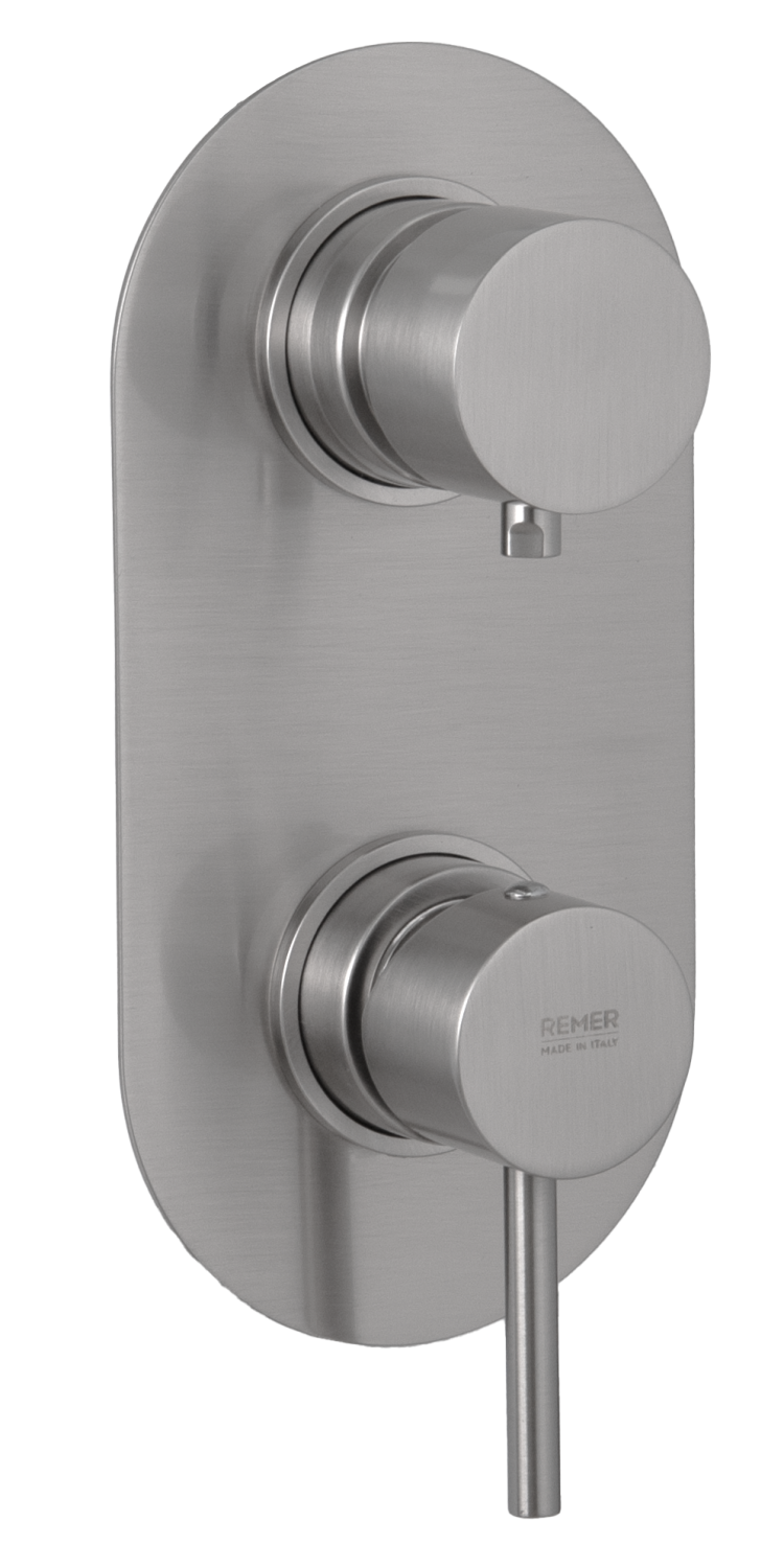 Remer X Style Смеситель для ванны встраиваемый, 2 потребителя, цвет: nichel spazzolato opaco X92KBNPO