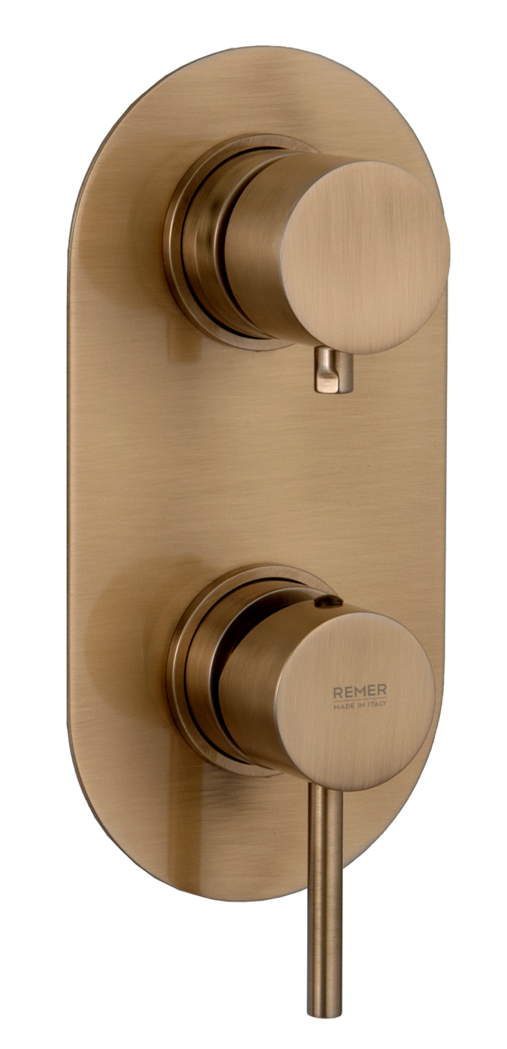 Remer X Style Смеситель для ванны встраиваемый на 2 потребителя, внешняя часть, цвет: vecchio ottone X92KBVO