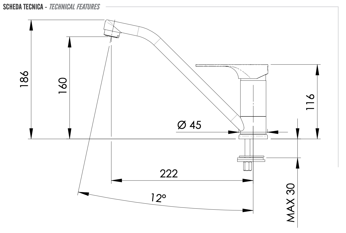 Remer Class Line Смеситель для кухни, цвет: cromo L40