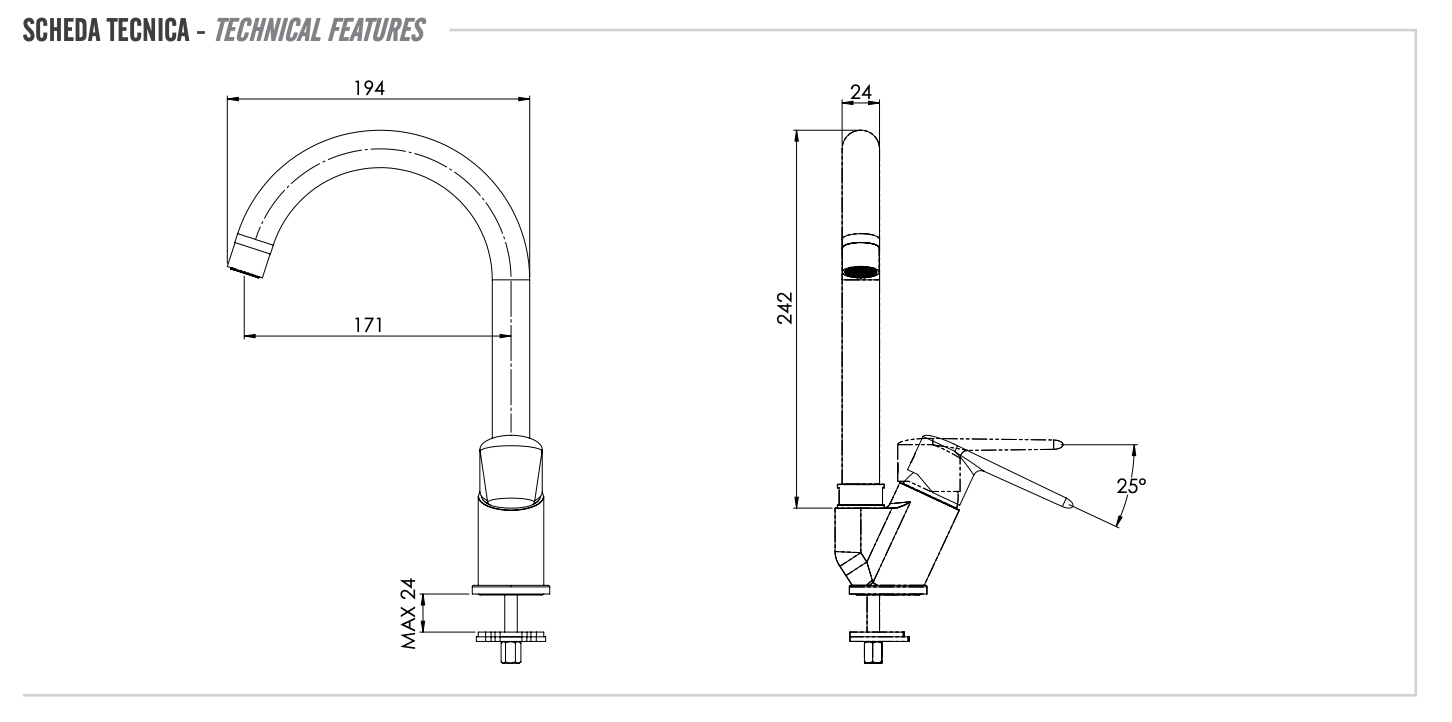 Remer Vanity Смеситель для кухни, цвет: cromo V42B