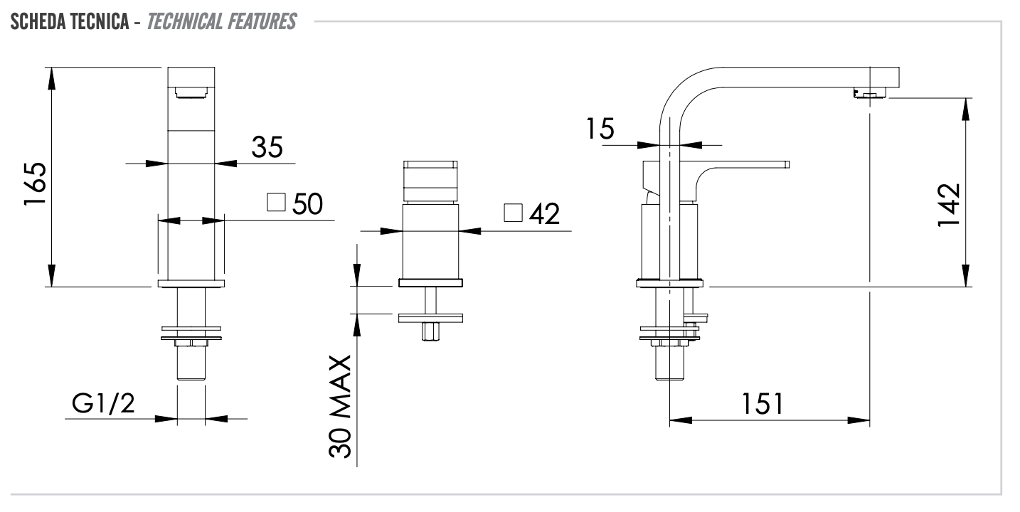 Remer Absolute Смеситель для раковины, без д/к, высота излива 14,2 см, цвет: oro spazzolato AU57BG