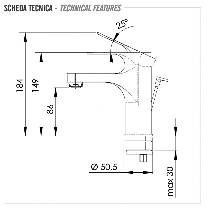Remer Class Line Смеситель для раковины, с донным клапаном, высота излива 8,6 см, цвет: cromo L10