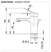 Remer Class Line Смеситель для раковины, с донным клапаном, высота излива 8,6 см, цвет: cromo L10