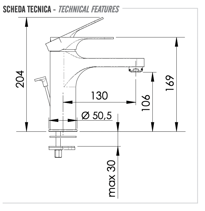 Remer Class Line Смеситель для раковины, с донным клапаном, высота излива 10,6 см, цвет: cromo L10L