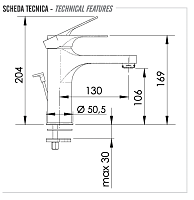 Remer Class Line Смеситель для раковины, с донным клапаном, высота излива 10,6 см, цвет: cromo L10L