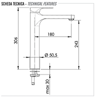 Remer Class Line Смеситель для раковины, с донным клапаном, высота излива 24,3 см, цвет: cromo L10LXL