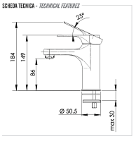 Remer Class Line Смеситель для раковины, без донного клапана, высота излива 8,6 см, цвет: cromo L12