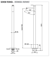 Remer Class Line Смеситель для раковины напольный, д/к, излив 18,7 см, цвет: cromo L18