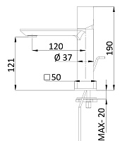 Remer Edge Смеситель для раковины, с донным клапаном, высота излива 12,1 см, цвет: cromo EG510