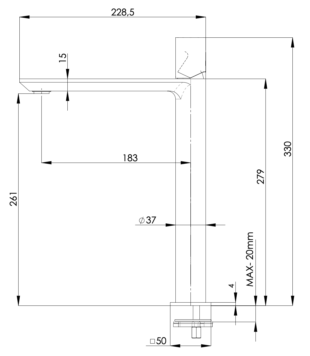 Remer Edge Смеситель для раковины, без донного клапана, высота излива 26,1 см, цвет: oro spazzolato EG512LXLBG