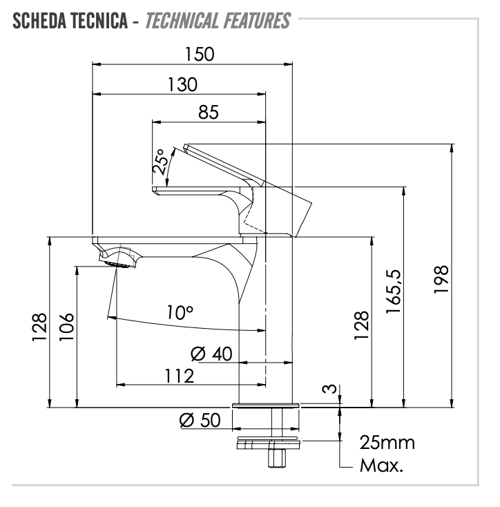 Remer Energy Смеситель для раковины, без д/к, высота излива 10,6 см, цвет: nichel spazzolato EY12NP