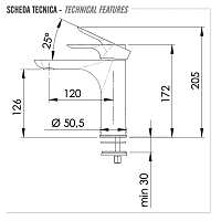 Remer Infinity Смеситель для раковины, без д/к, высота излива 12,6 см, цвет: oro spazzolato I12BG