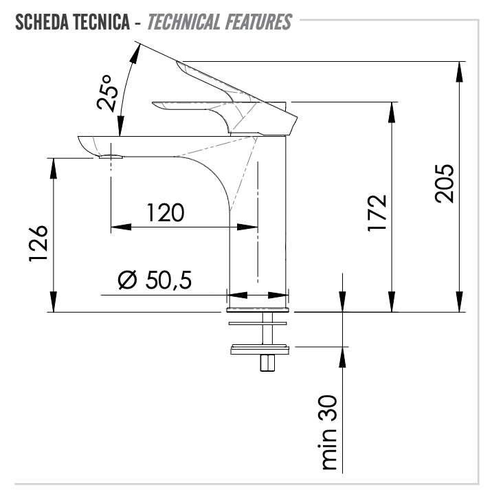 Remer Infinity Смеситель для раковины, без донного клапана, высота излива 12,6 см, цвет: nero opaco I12NO