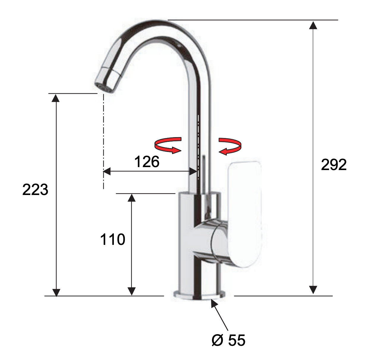 Remer Infinity Смеситель для раковины, без донного клапана, высота излива 22,3 см, цвет: cromo I72C