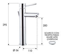 Remer Minimal Смеситель для раковины, с донным клапаном, высота излива 20 см, цвет: cromo N10L