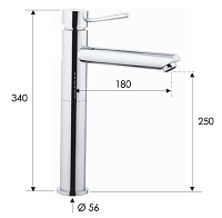 Remer Minimal Смеситель для раковины, без донного клапана, высота излива 25 см, цвет: cromo N11LXL