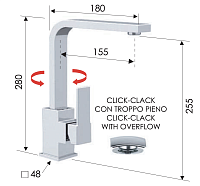 Remer Qubika Смеситель для раковины, с донным клапаном, высота излива 25,5 см, цвет: cromo Q10G
