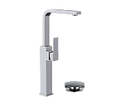 Remer Qubika Смеситель для раковины, с донным клапаном, высота излива 30,5 см, цвет: cromo Q10GL