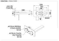Remer Qubika Смеситель для раковины, излив 23 см, с внутренней частью, цвет: cromo Q15L