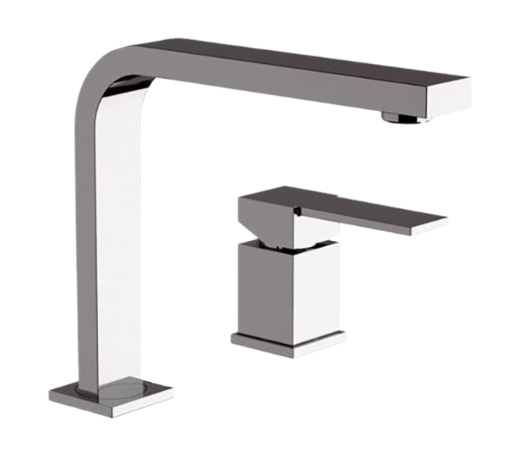 Remer Qubika Смеситель для раковины, на 2 отвертсия, без д/к, высота излива 14,2 см, цвет: cromo Q57