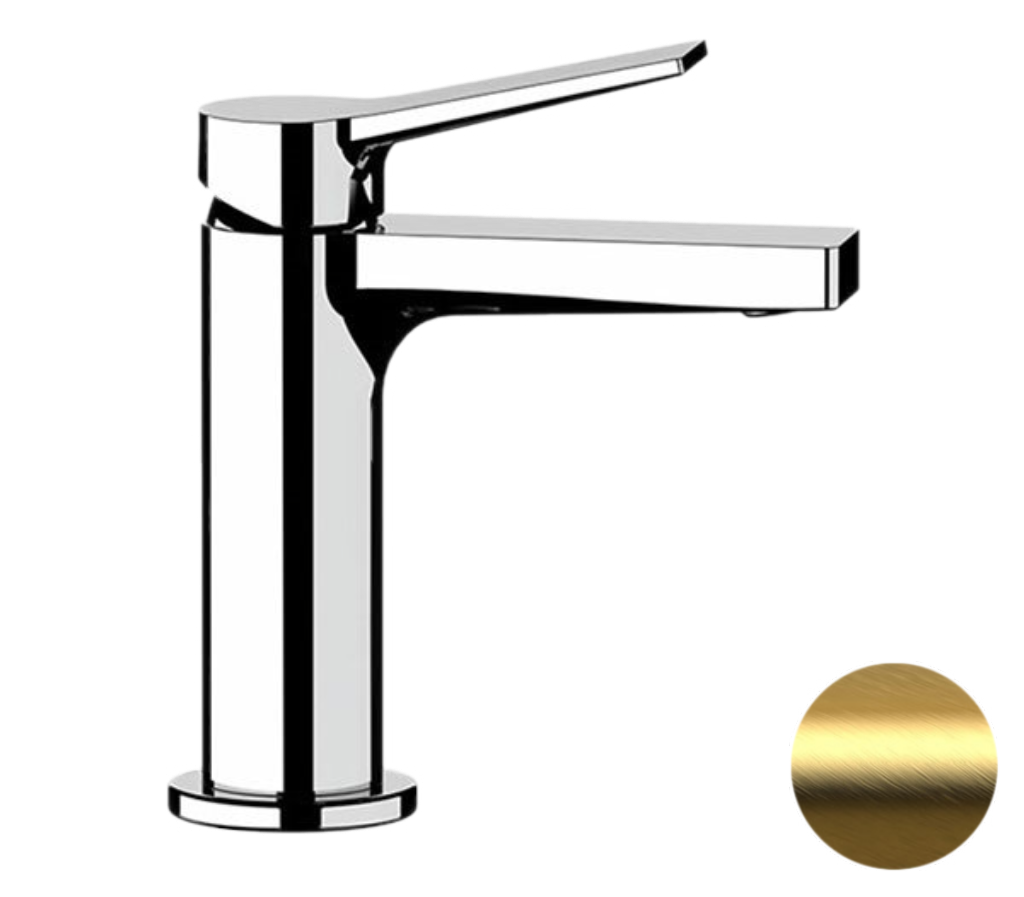 Remer Slash & Dot Смеситель для раковины, без д/к, высота излива 11,4 см, цвет: oro spazzolato SL12BG