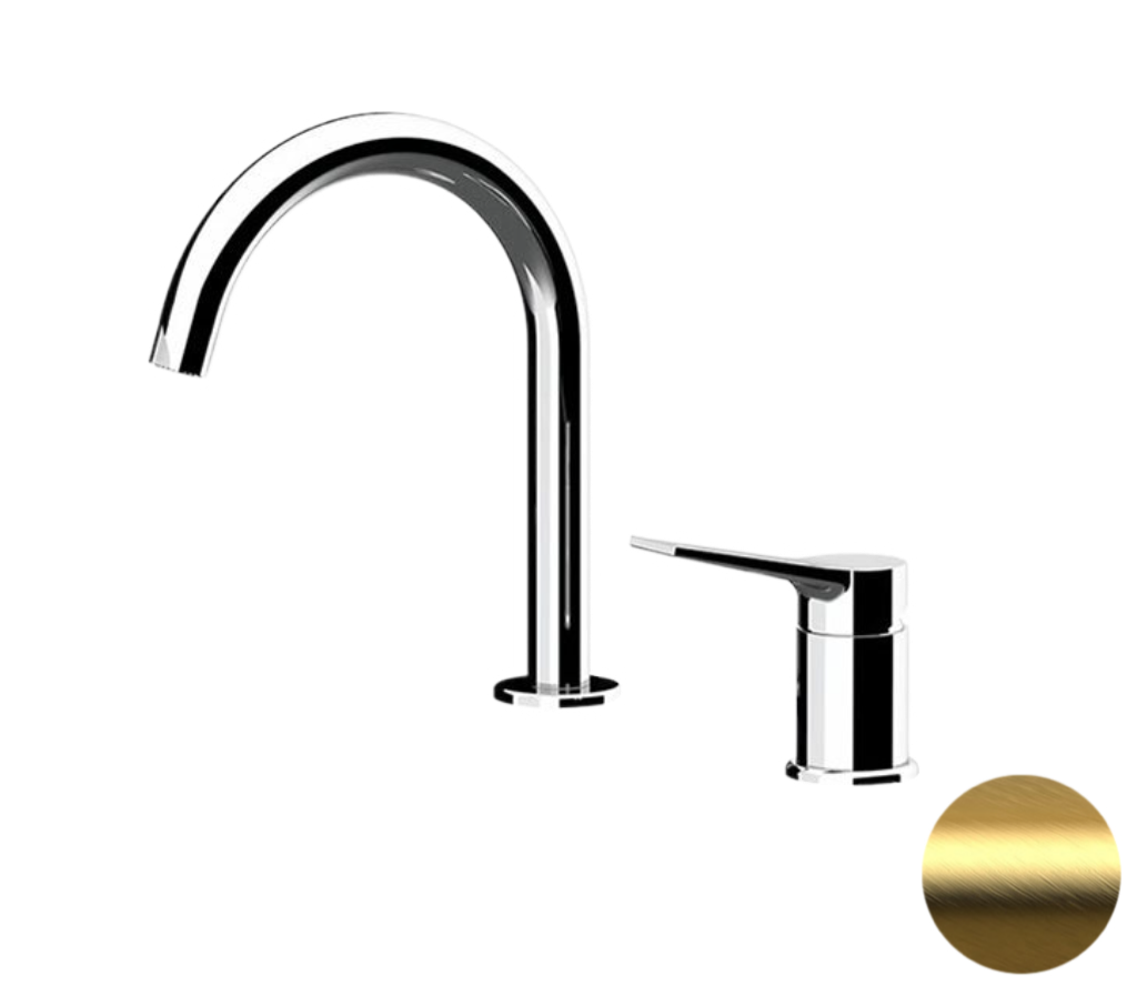 Remer Slash & Dot Смеситель для раковины, без д/к, высота излива 14 см, цвет: oro spazzolato SL57BG