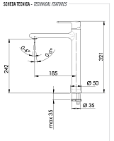 Remer Vanity Смеситель для раковины, без донного клапана, высота излива 24,2 см, цвет: cromo V11L