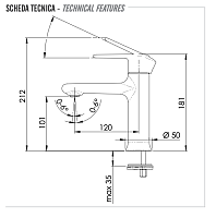 Remer Vanity Смеситель для раковины, без донного клапана, высота излива 10,1 см, цвет: cromo V12