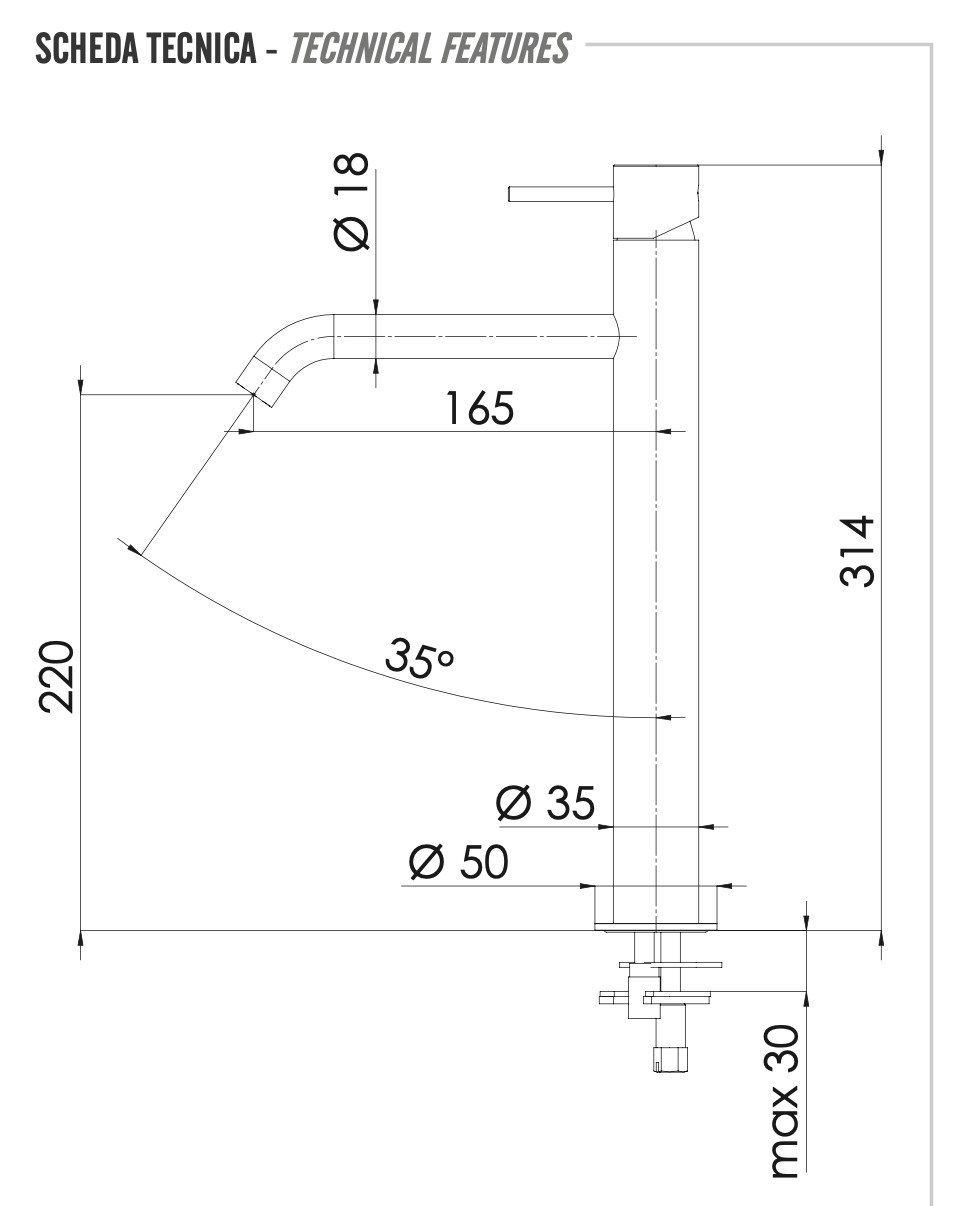 Remer X Style Смеситель для раковины, без донного клапана, высота излива 22 см, цвет: oro spazzolato X11LXLBG
