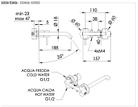 Remer X Style Смеситель для раковины без д/к, излив 18 см, с внутренней частью, цвет: vecchio ottone X15PLVO