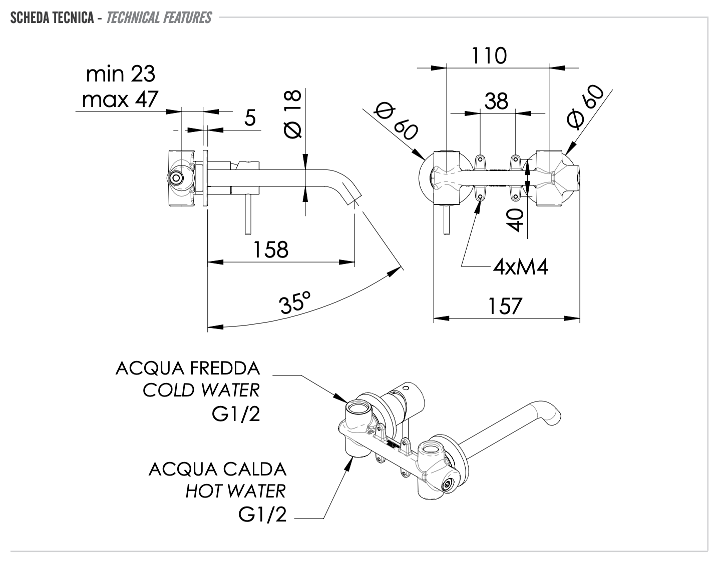 Remer X Style Смеситель для раковины, излив 15,8 см, с внутренней частью, цвет: nero opaco X15PNO
