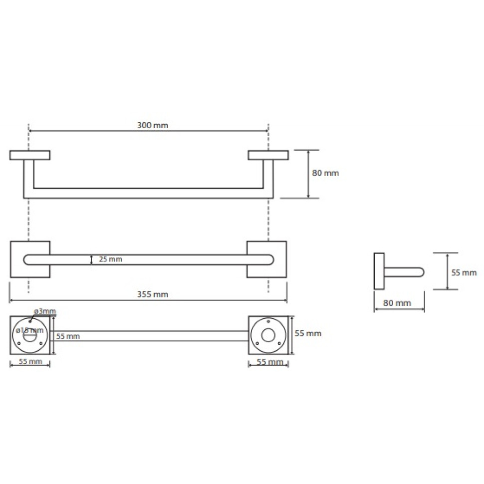 Bemeta Beta Поручень прямой 35 см, цвет: хром 132307611