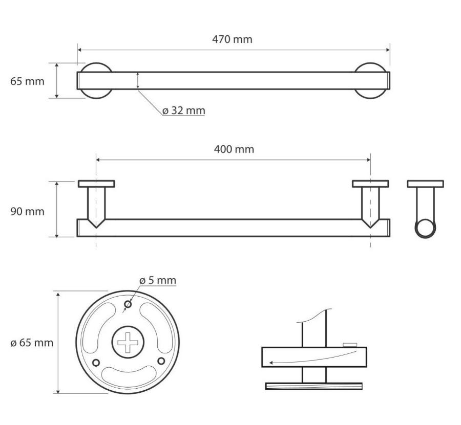 Bemeta Dark Поручень прямой 47 см, цвет: черный 104307770