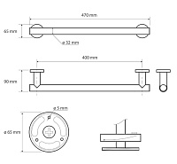 Bemeta Dark Поручень прямой 47 см, цвет: черный 104307770