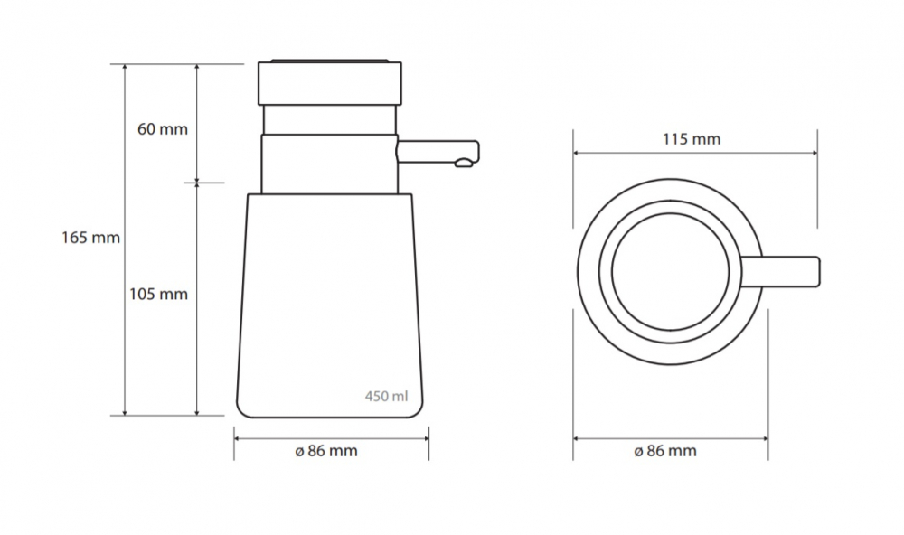 Bemeta Hotel Дозатор настольный 450мл, цвет черный матовый 107109240
