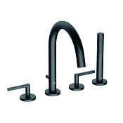 Kludi Nova Fonte Puristic Смеситель на борт ванны с ручным душем и держателем, цвет: черный матовый 204253915