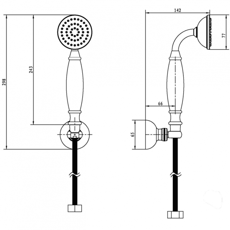 Boheme Brillante Душевой гарнитур: душевая лейка 1 вид струи, держатель для душа, шланг, цвет chrome 409