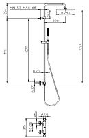 Bossini Apice Душевая стойка: смеситель, ручной и верхний душ, 1 вид струи, шланг, цвет: chrome L10507.030