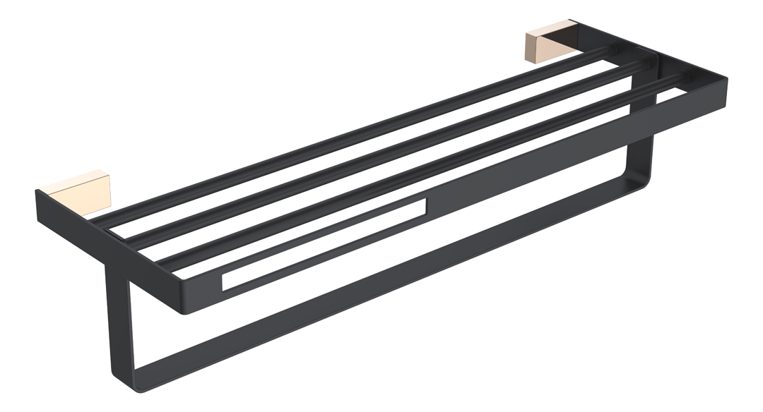 Boheme Q Полка для полотенец 60x23 см, подвесная, цвет: gold/black 10947-G-B