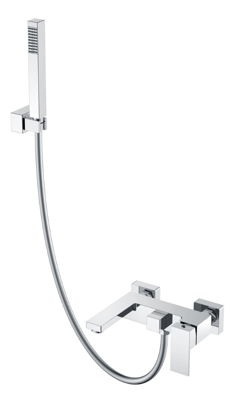 Boheme Qubic Смеситель для ванны с душевым комплектом: ручной душ, шланг, излив 20 см, цвет: chrome 473-CR
