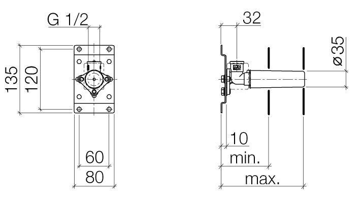 Dornbracht Встраиваемая часть излива и настенного выпуска 1/2" 3508597090