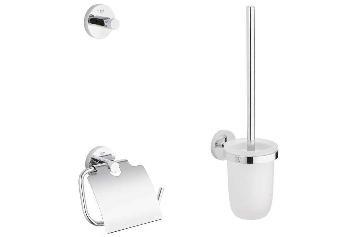 Grohe Essentials Комплект аксессуаров: ершик, крючок, держатель для туалетной бумаги, хром 40407001