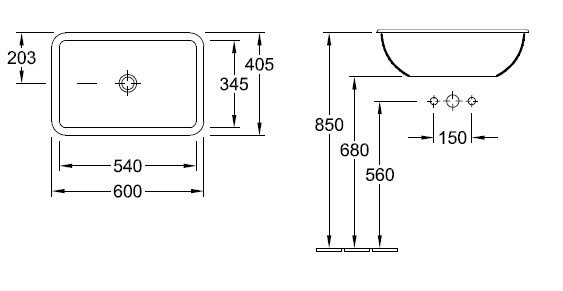 Villeroy & Boch Loop & Friends Раковина встраиваемая сверху 60x40,5x20,3h см, цвет: alpin 61450001