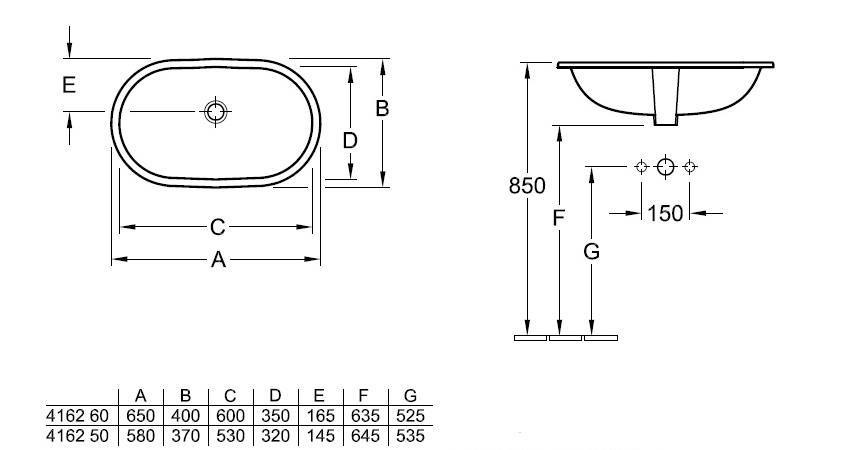 Villeroy & Boch O'Novo Раковина встраиваемая снизу 65x40x16,5h см, цвет: alpin 416260R1