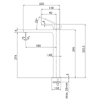 Remer Absolute Смеситель для раковины, без д/к, высота излива 27,4 см, цвет: nichel spazzolato AU11LNP