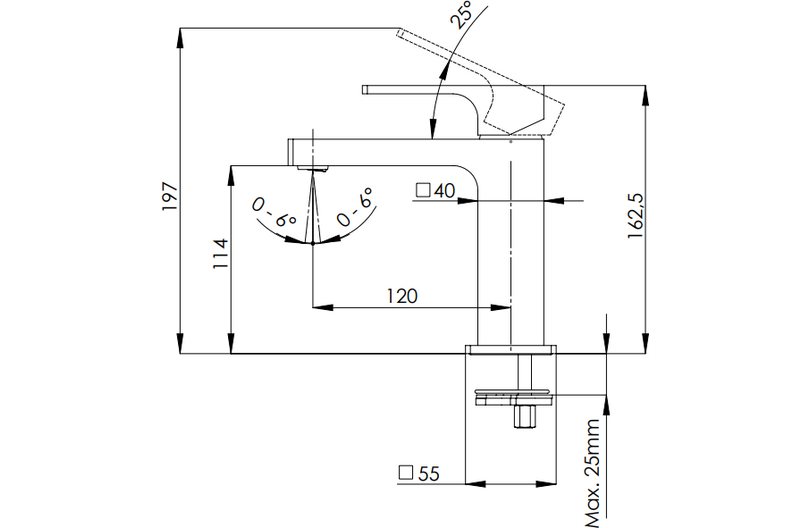 Remer Absolute Смеситель для раковины, без донного клапана, высота излива 11,4 см, цвет: nero opaco AU12NO
