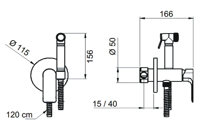 Remer Infinity Гигиенический душ со смесителем, шланг, с встраиваемой частью, цвет: oro spazzolato I65WBG
