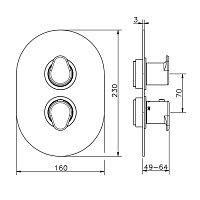 Cisal LineaViva Смеситель термостатический для душа встраиваемый на 3 потребителя, цвет: chrome LV01820021