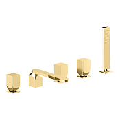 Cisal Hi-Rise Смеситель на борт ванны, с ручным душем, на 5 отверстий, цвет: brushed gold RI0002602W