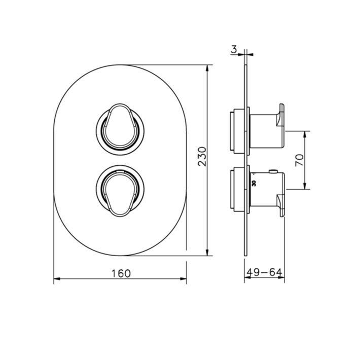 Cisal LineaViva Смеситель термостатический для душа встраиваемый на 2 потреб., цвет: brushed nickel LV0181002F